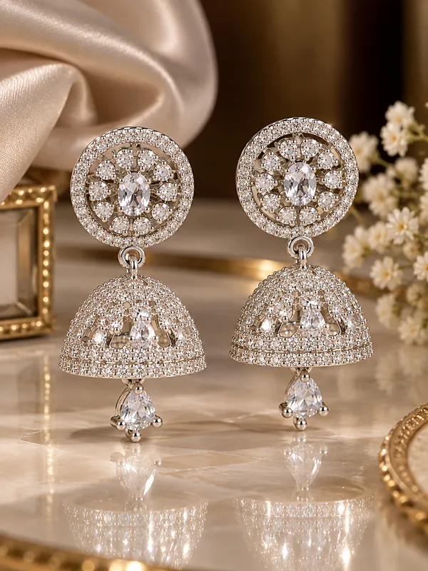 Silver_Tone_Crystal_Jhumka_Earrings