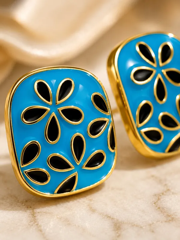 Sky_Blue_&_Black_Meenakari_Square_Stud_Earrings_for_Women_–_Gold_Plated_Floral_Enamel_Earrings,_Lightweight_Traditional_Fashion_Jewellery