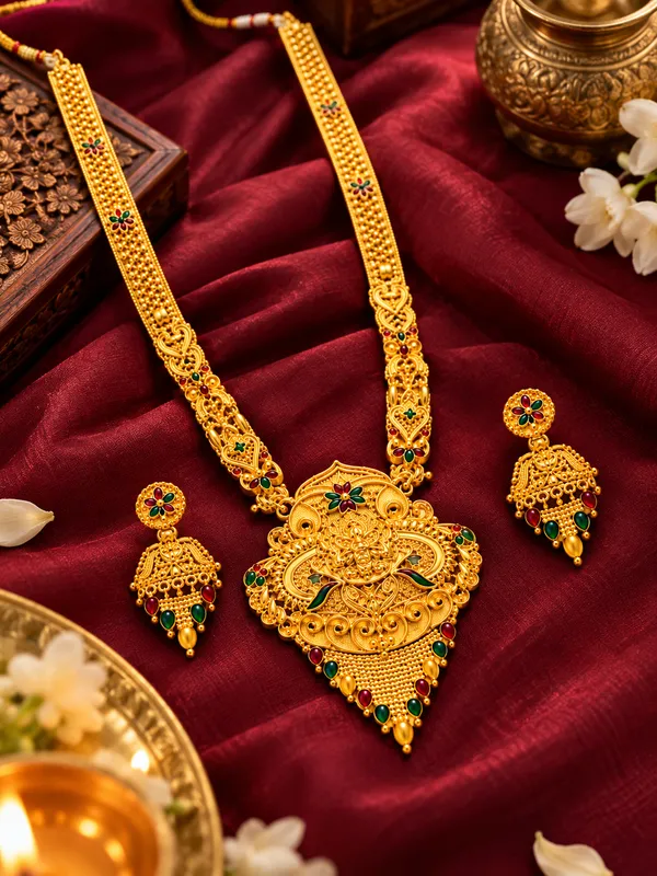 Traditional_Gold_Plated_Necklace_Set_with_Matching_Earrings_and_Adjustable_Dori