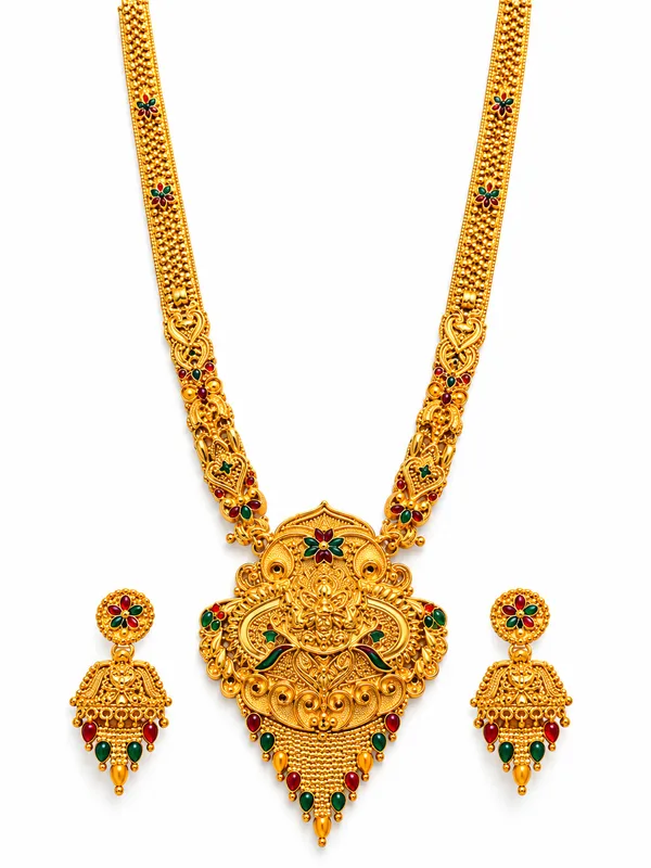 Traditional_Gold_Plated_Necklace_Set_with_Matching_Earrings_and_Adjustable_Dori