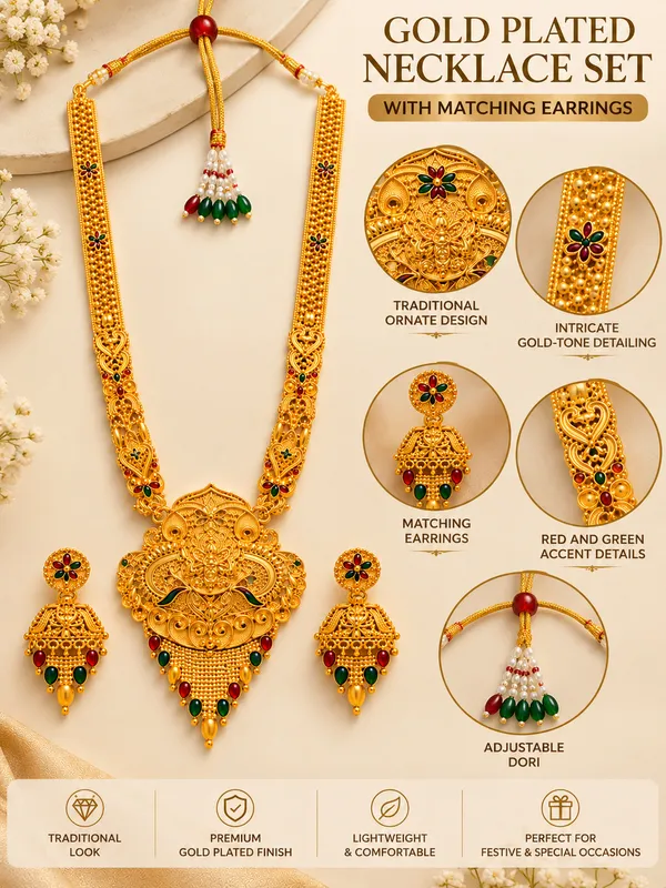 Traditional_Gold_Plated_Necklace_Set_with_Matching_Earrings_and_Adjustable_Dori