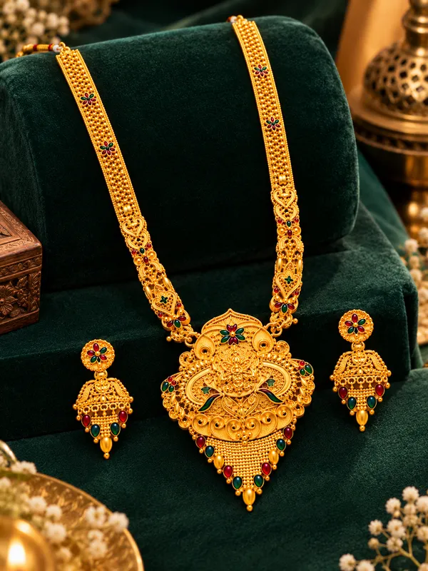 Traditional_Gold_Plated_Necklace_Set_with_Matching_Earrings_and_Adjustable_Dori