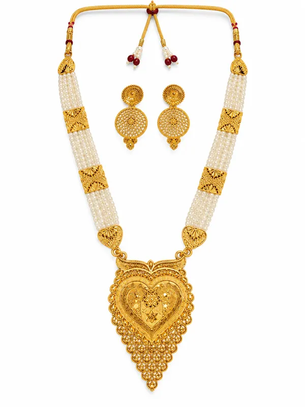 Traditional_Gold_Tone_Pearl_Look_Necklace_Set_with_Matching_Earrings