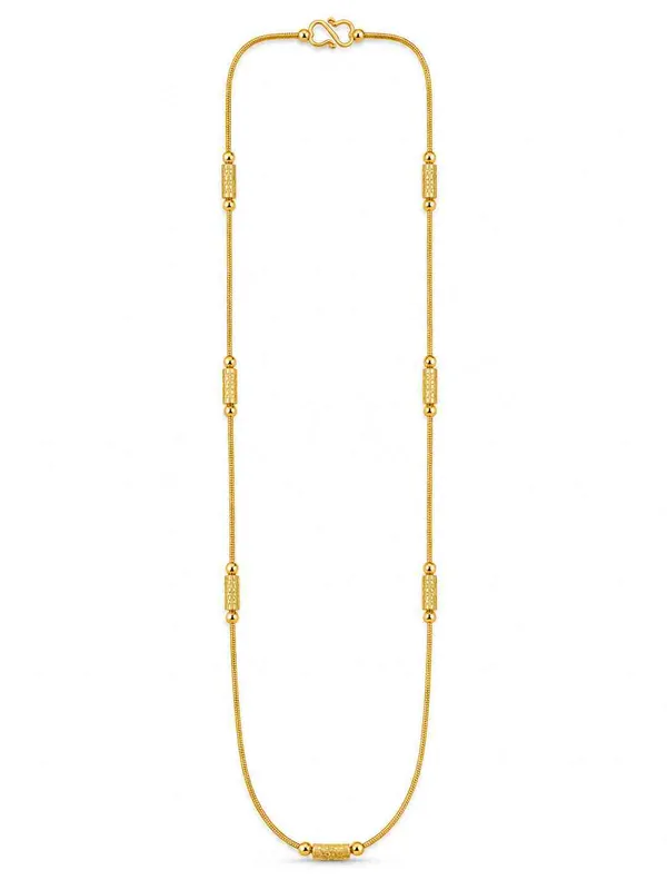 Women_20_Inch_Gold_Plated_Slim_Chain_with_Cylindrical_Bead_Details_&_S-Type_Hook
