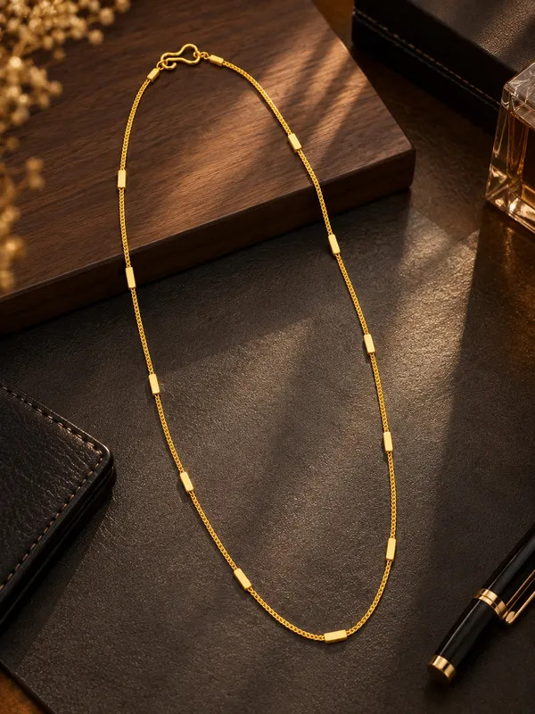 Women_20_Inch_Gold_Plated_Slim_Chain_with_Rectangular_Accent_Details_&_S-Type_Hook