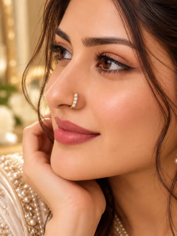 Women's_Gold-Plated_Clear_Stone_Non-Piercing_Clip-On_Nose_Pin