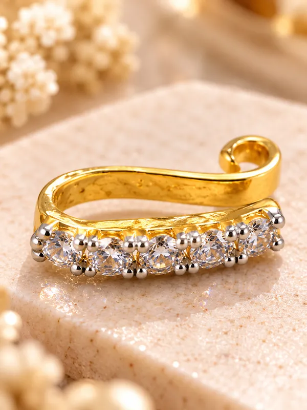 Women's_Gold-Plated_Clear_Stone_Non-Piercing_Clip-On_Nose_Pin