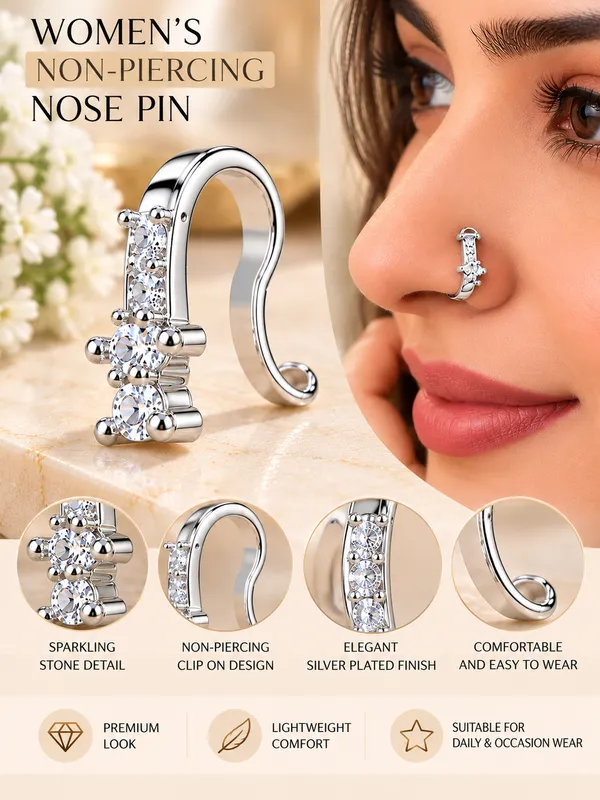 Women's_Silver-Plated_Clear_Stone_Non-Piercing_Clip-On_Nose_Pin