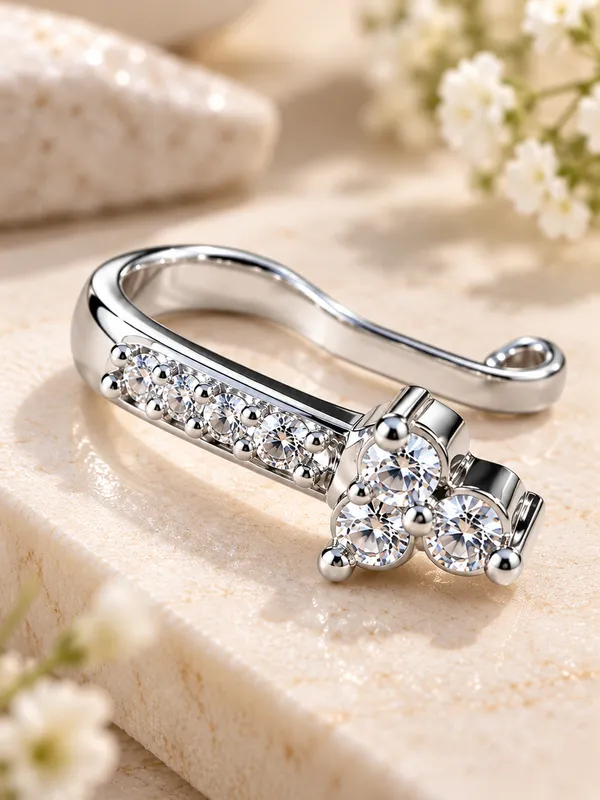 Women's_Silver-Plated_Clear_Stone_Non-Piercing_Clip-On_Nose_Pin
