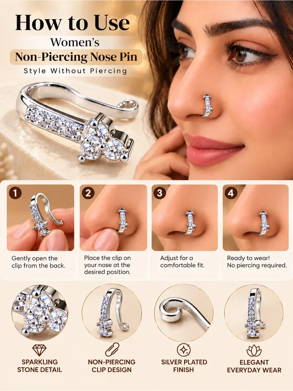 Women's_Silver-Plated_Clear_Stone_Non-Piercing_Clip-On_Nose_Pin