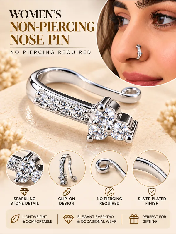 Women's_Silver-Plated_Clear_Stone_Non-Piercing_Clip-On_Nose_Pin