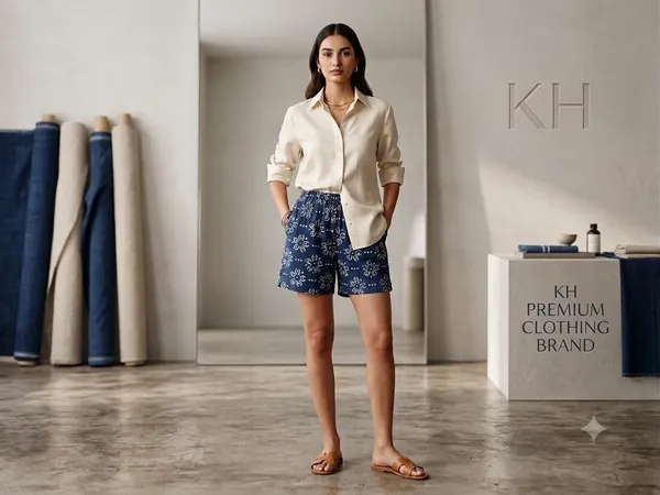 Summer_Special_Pure_Cotton_Original_IndiGo_Hand_Block_Printed_Shorts_for_women__KH_IndiGo_Shorts_01|_free_size|Suitable_upto_Xl|_full_Stitched|original_IndiGo_Hand_block_printed|