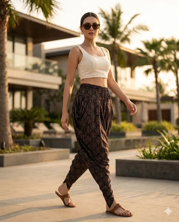 Summer_Special_Pure_Cotton_Original_Ajarakh_Hand_Block_Printed_Dhoti_Pant_for_women___Black_|free_size_|Suitable_up_to_xl|_full_Stitched_|Original_Ajarakh_Hand_block_printed|