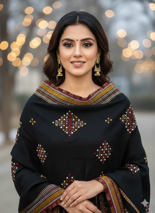 Winter_Special_Bhujodi_Hand_Weaving_Kutchi_KH_Patang_Corner_Shawl_for_women_Black