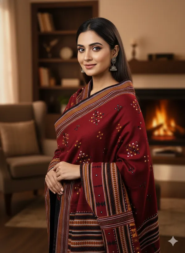 Winter_Special_Bhujodi_Hand_Weaving_Kutchi_KH_Thirteen_Butta_Shawl_for_women_MAROON