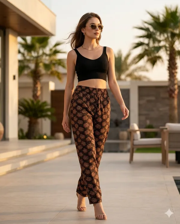 Summer_Special_Pure_Cotton_Original_Ajarakh_Hand_Block_Printed_Straight_Pant_for_women__KH_Ajarakh_Black_Pant_01|_free_size|Suitable_upto_Xl|_full_Stitched|original_Ajarakh_Hand_block_printed_material|