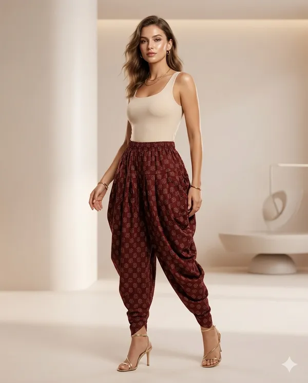 Summer_Special_Pure_Cotton__Original__Ajrakh___Hand_block_Printed___Dhoti_Pant_for_Women_/free_size_/_Suitable_upto_xl_/_full_Stitched/_original_Hand_Block_printed|