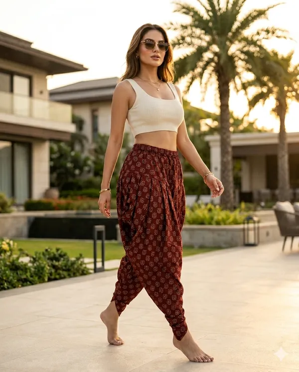 Summer_Special_Pure_Cotton__Original__Ajrakh___Hand_block_Printed___Dhoti_Pant_for_Women_/free_size_/_Suitable_upto_xl_/_full_Stitched/_original_Hand_Block_printed|