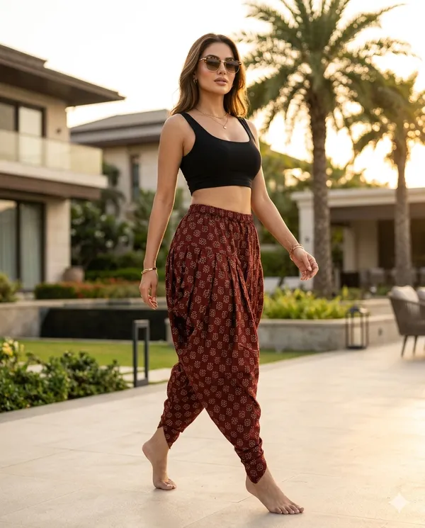 Summer_Special_Pure_Cotton__Original__Ajrakh___Hand_block_Printed___Dhoti_Pant_for_Women_/free_size_/_Suitable_upto_xl_/_full_Stitched/_original_Hand_Block_printed|