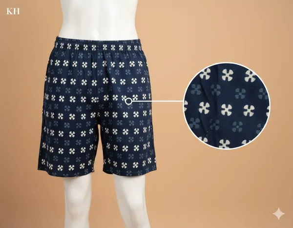 Summer_Special_Pure_Cotton_Original_IndiGo_Hand_Block_Printed_Shorts_for_women__KH_IndiGo_Shorts_04|_free_size|Suitable_upto_Xl|_full_Stitched|original_IndiGo_Hand_block_printed|