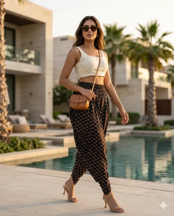 Summer_Special_Pure_Cotton__Original_Ajarakh__Hand_block_Printed___Dhoti_Pant_for_Women___Black__/free_size_/_Suitable_upto_xl_/_full_Stitched/_original_Ajarakh_Hand_Block_printed|