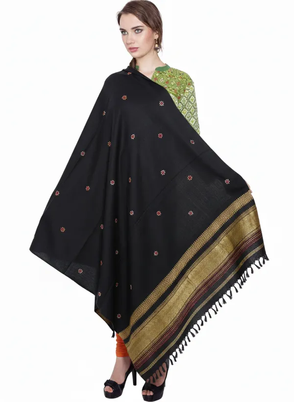 Winter_Special_Bhujodi_Hand_Weaving_Kutchi_By_KH_Jaripatta_Shawl_for_women_Black