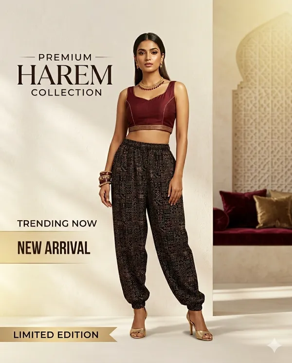 Summer_Special_Pure_Cotton_Original_Ajrakh_Hand_Block_Printed_Harem_Pant_for_women_KH_Ajrakh_Harem_Black_01_|_free_size_|Suitable_upto_Xl_|_full_Stitched_|_Original_Ajrakh_Hand_block_printed|