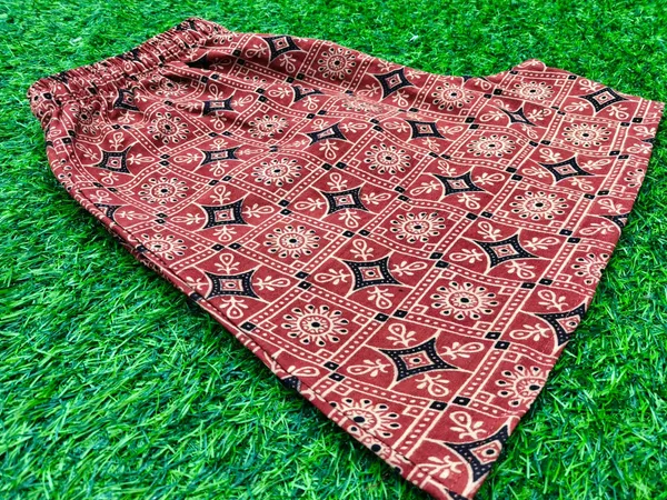 summer_special_pure_cotton_original_Ajarakh_Hand_Block_Printed_Shorts_for_women__KH_Ajarakh_shorts_MAROON__11/free_sizs_/suitable_up_to_xl_/full_stitched_/original_Ajarakh_Hand_block_printed_material/