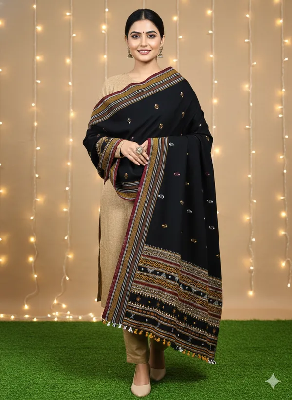 Winter_Special_Bhujodi_Hand_Weaving_Kutchi_KH_Butti_Shawl_for_women_Black