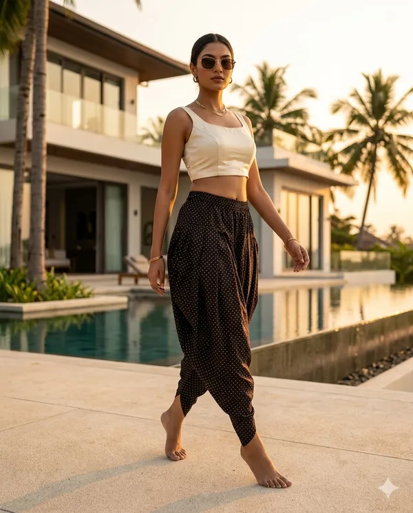 Summer_Special_Pure_Cotton__Original_Ajarakh__Hand_block_Printed___Dhoti_Pant_for_Women___Black_/free_size_/_Suitable_upto_xl_/_full_Stitched/_original_Ajarakh_Hand_Block_printed|