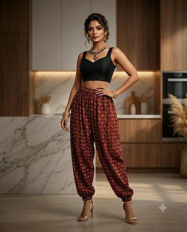 Summer_Special_Pure_Cotton_Original_Ajrakh_Hand_Block_Printed_Harem_Pant_for_women_KH_Ajrakh_Harem_Maroon_02_|_free_size_|Suitable_upto_Xl_|_full_Stitched_|_Original_Ajrakh_Hand_block_printed|