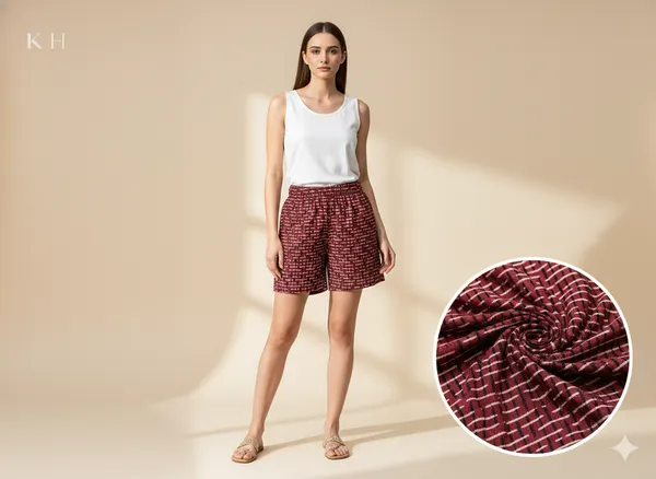 Summer_Special_Pure_Cotton_Original_Ajarakh_Hand_Block_Printed_Shorts_for_women__KH_Ajarakh_Marron_Shorts_05|_free_size|Suitable_upto_Xl|_full_Stitched|original_Ajarakh_Hand_block_printed_material|