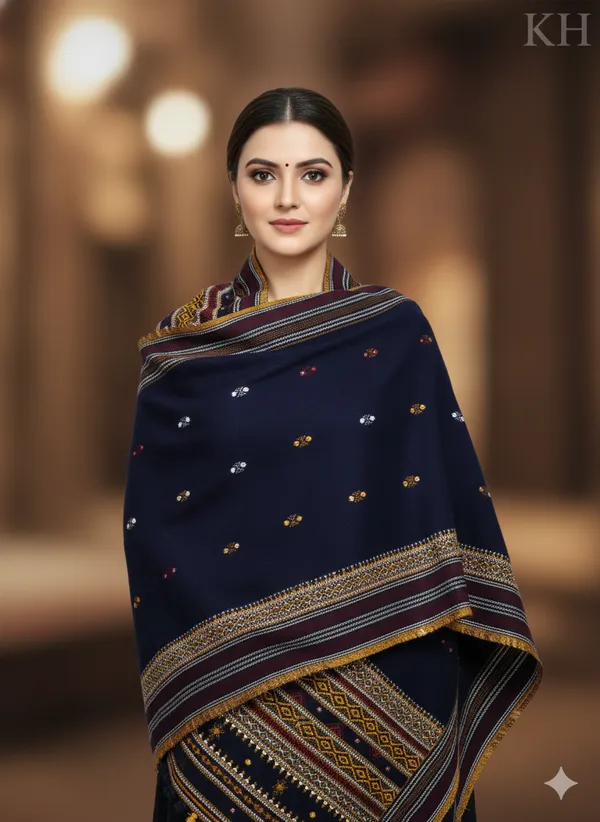 Winter_Special_Bhujodi_Hand_Weaving_Kutchi_KH_Butti__Shawl_for_women_NAVY_BLUE