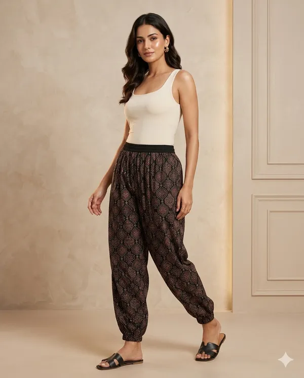 Summer_Special_Pure_Cotton_Original_Ajrakh_Hand_Block_Printed_Harem_Pant_for_women_KH_Ajrakh_Harem_Black_04_|_free_size_|Suitable_upto_Xl_|_full_Stitched_|_Original_Ajrakh_Hand_block_printed|