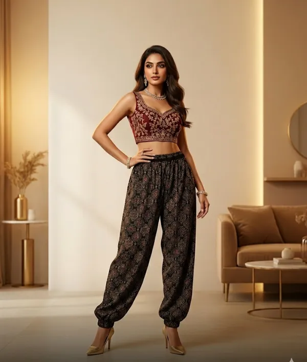 Summer_Special_Pure_Cotton_Original_Ajrakh_Hand_Block_Printed_Harem_Pant_for_women_KH_Ajrakh_Harem_Black_04_|_free_size_|Suitable_upto_Xl_|_full_Stitched_|_Original_Ajrakh_Hand_block_printed|