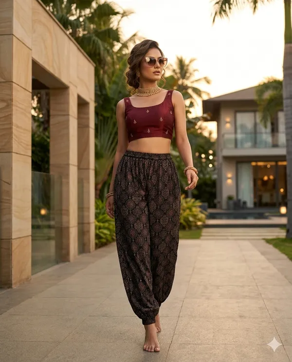 Summer_Special_Pure_Cotton_Original_Ajrakh_Hand_Block_Printed_Harem_Pant_for_women_KH_Ajrakh_Harem_Black_04_|_free_size_|Suitable_upto_Xl_|_full_Stitched_|_Original_Ajrakh_Hand_block_printed|