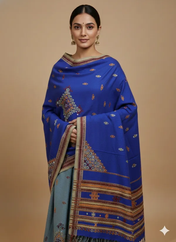 Winter_Special_Bhujodi_Hand_Weaving_Kutchi_KH_Patang_Corner_Shawl_for_women_Blue