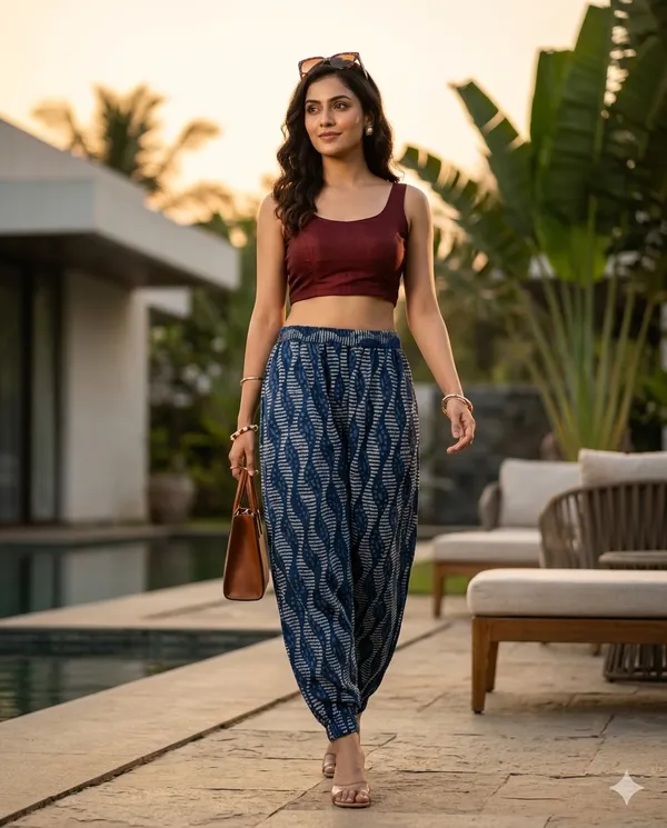 Summer_Special_Pure_Cotton_Original_IndiGo_Hand_Block_Printed_Harem_Pant_for_women_KH_IndiGo_Harem_11|_free_size|Suitable_upto_Xl|_full_Stitched|original_IndiGo_Hand_block_printed|