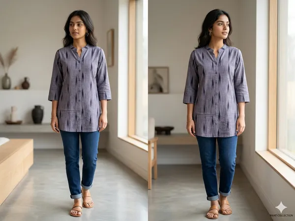 Women’s_Cotton_Ikat_Printed_Short_Kurti_Top_|_Casual_Ethnic_Wear_Tunic_for_Women