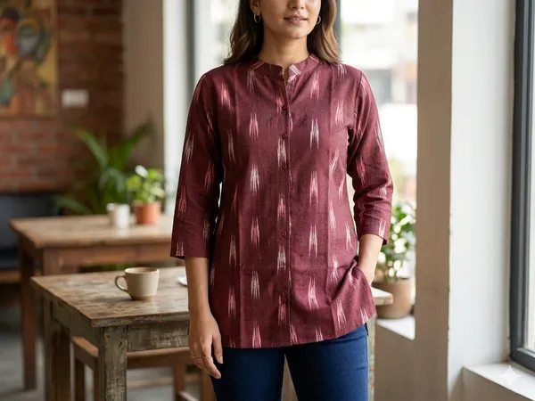 Women’s_Cotton_Ikat_Printed_Short_Kurti_Top_|_Casual_Ethnic_Wear_Tunic_for_Women