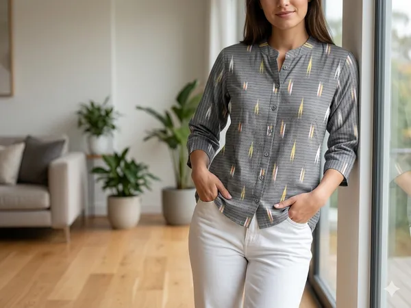 Women’s_Cotton_Ikat_Printed_Short_Kurti_Top_|_Casual_Ethnic_Wear_Tunic_for_Women