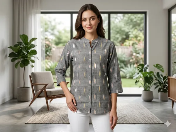 Women’s_Cotton_Ikat_Printed_Short_Kurti_Top_|_Casual_Ethnic_Wear_Tunic_for_Women