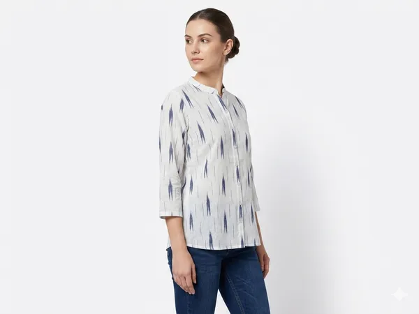 Women’s_Cotton_Ikat_Printed_Short_Kurti_Top_|_Casual_Ethnic_Wear_Tunic_for_Women