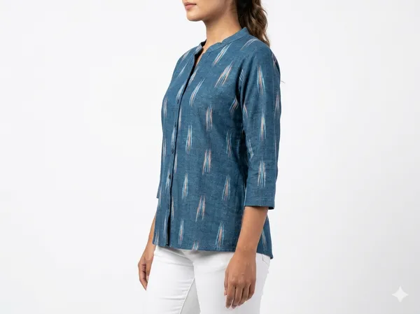 Women’s_Cotton_Ikat_Printed_Short_Kurti_Top_|_Casual_Ethnic_Wear_Tunic_for_Women