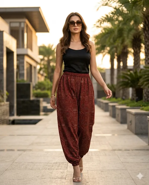 Summer_Special_Pure_Cotton_Original_Ajrakh_Hand_Block_Printed_Harem_Pant_for_women_KH_Ajrakh_Harem_Maroon_05_|_free_size_|Suitable_upto_Xl_|_full_Stitched_|_Original_Ajrakh_Hand_block_printed|