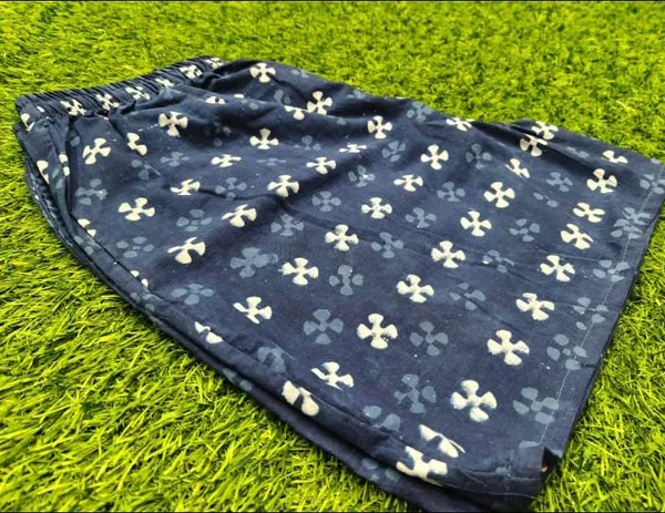 Summer_Special_Pure_Cotton_Original_IndiGo_Hand_Block_Printed_Shorts_for_women__KH_IndiGo_Shorts_08|_free_size|Suitable_upto_Xl|_full_Stitched|original_IndiGo_Hand_block_printed|