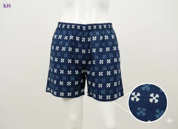 Summer_Special_Pure_Cotton_Original_IndiGo_Hand_Block_Printed_Shorts_for_women__KH_IndiGo_Shorts_08|_free_size|Suitable_upto_Xl|_full_Stitched|original_IndiGo_Hand_block_printed|