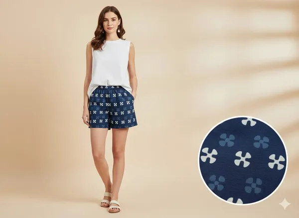 Summer_Special_Pure_Cotton_Original_IndiGo_Hand_Block_Printed_Shorts_for_women__KH_IndiGo_Shorts_08|_free_size|Suitable_upto_Xl|_full_Stitched|original_IndiGo_Hand_block_printed|