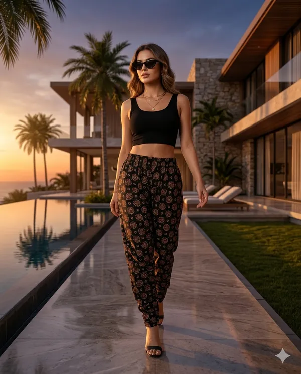 Summer_Special_Pure_Cotton_Original_Ajarakh_Hand_Block_Printed_Straight_Pant_for_women__KH_Ajarakh_Black_Pant_10|_free_size|Suitable_upto_Xl|_full_Stitched|original_Ajarakh_Hand_block_printed_material|