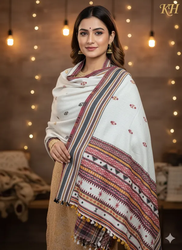 Winter_Special_Bhujodi_Hand_Weaving_Kutchi_KH_Butti__Shawl_for_women__WHITE